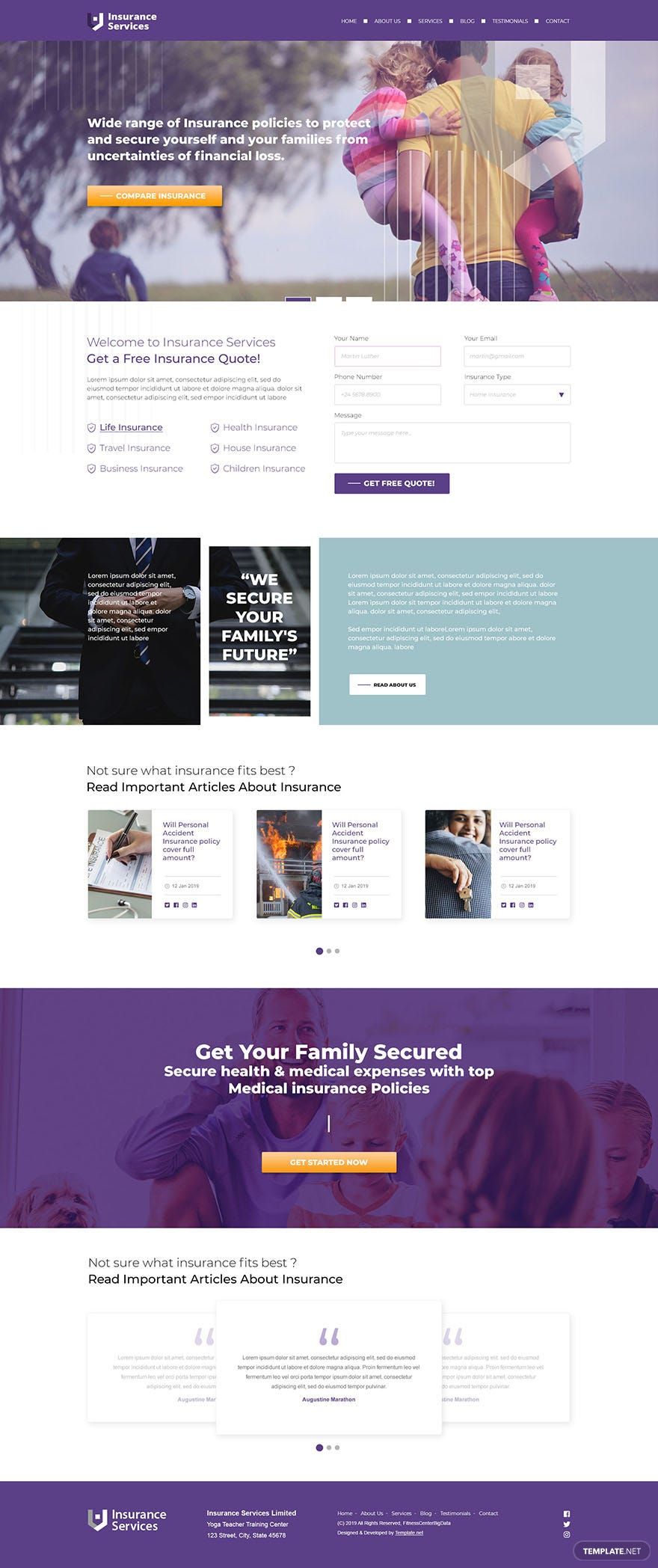 Insurance Agency PSD Landing Page Template
