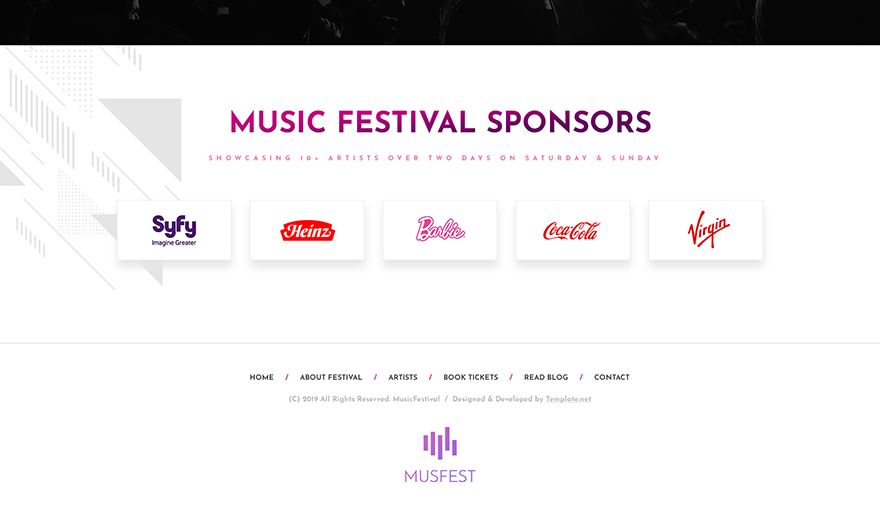 Music Festival PSD Landing Page Template