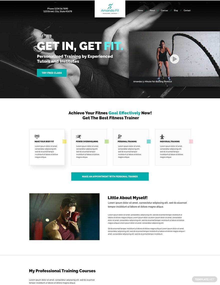 Personal Trainer PSD Landing Page Template