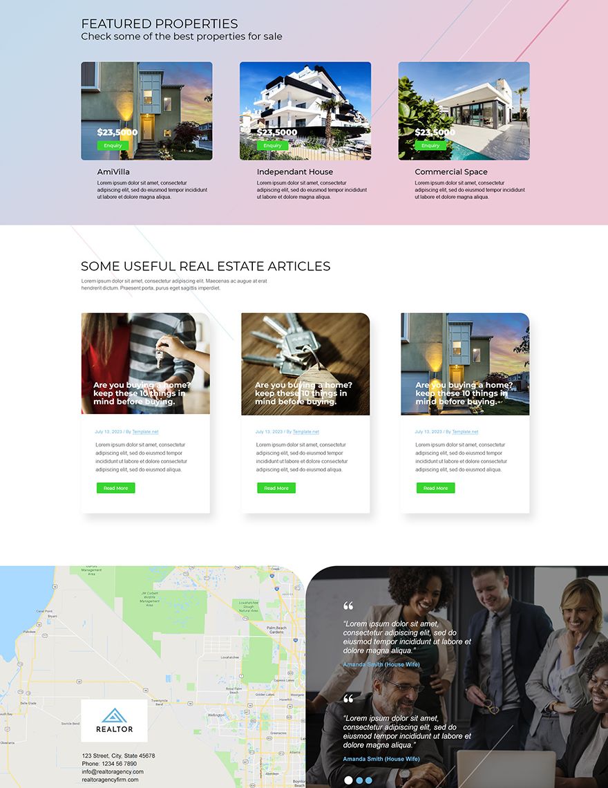 Real Estate Agent Realtor PSD Landing Page Template