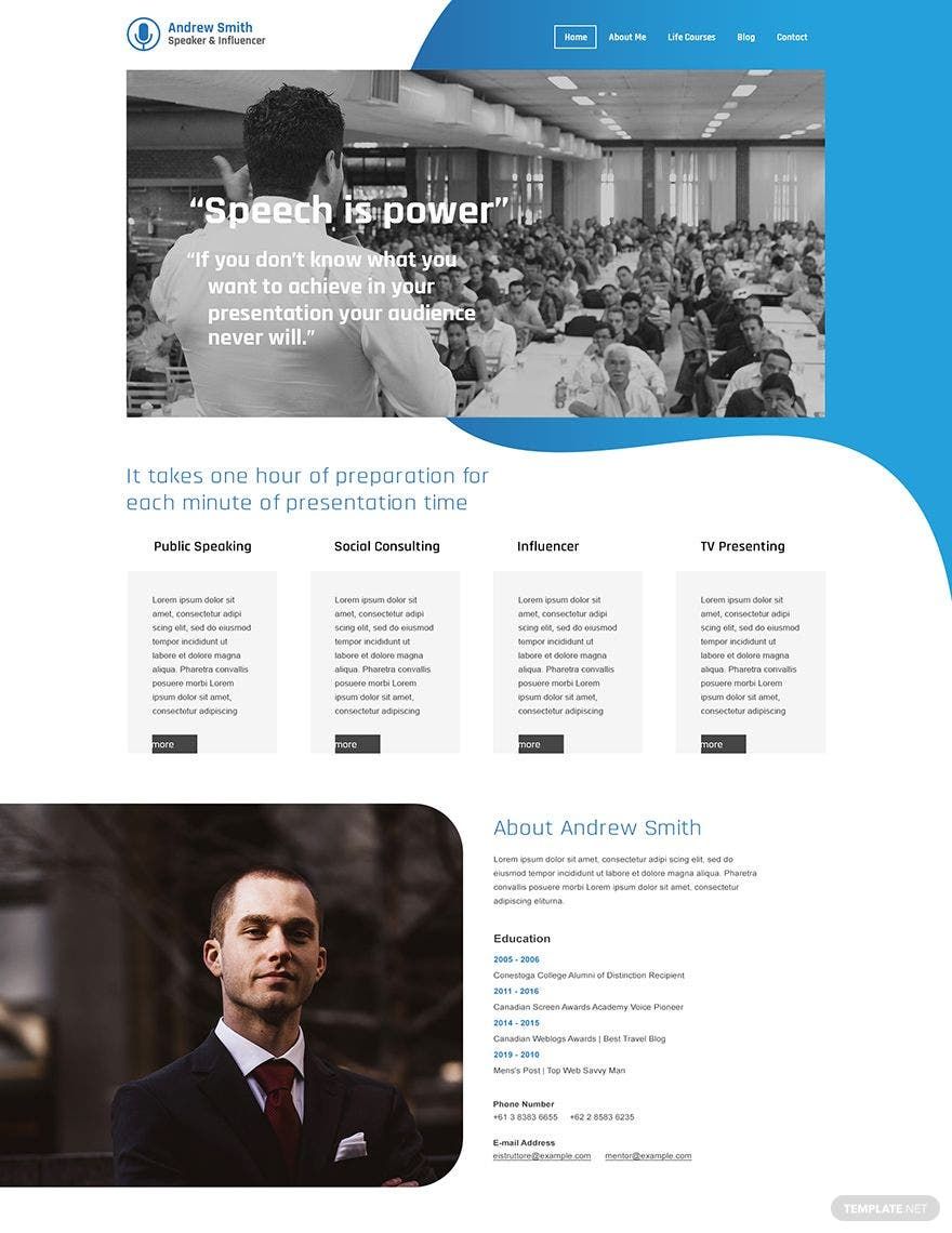 Speaker PSD Landing Page Template in PSD