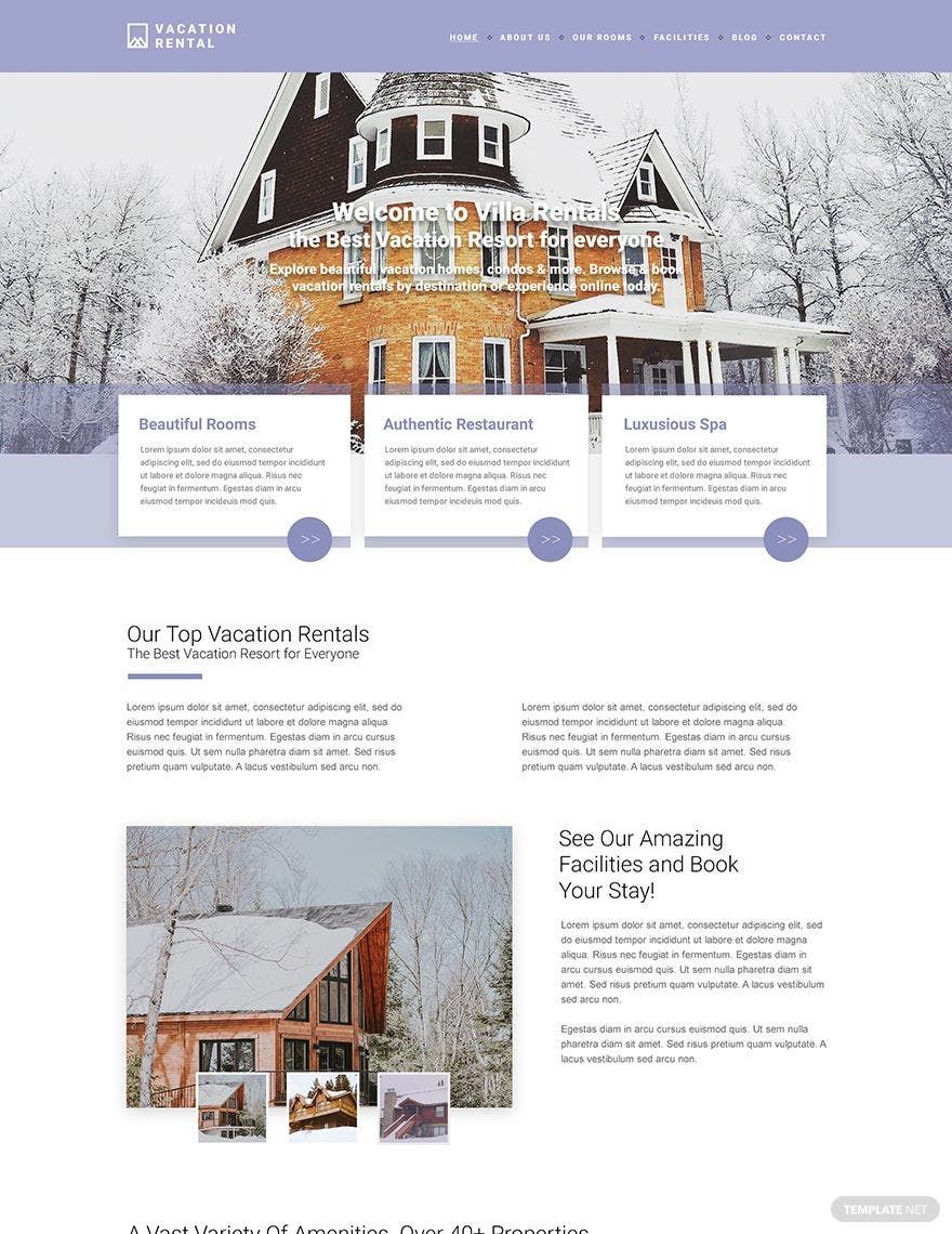 Vacation Rental PSD Landing Page Template in PSD