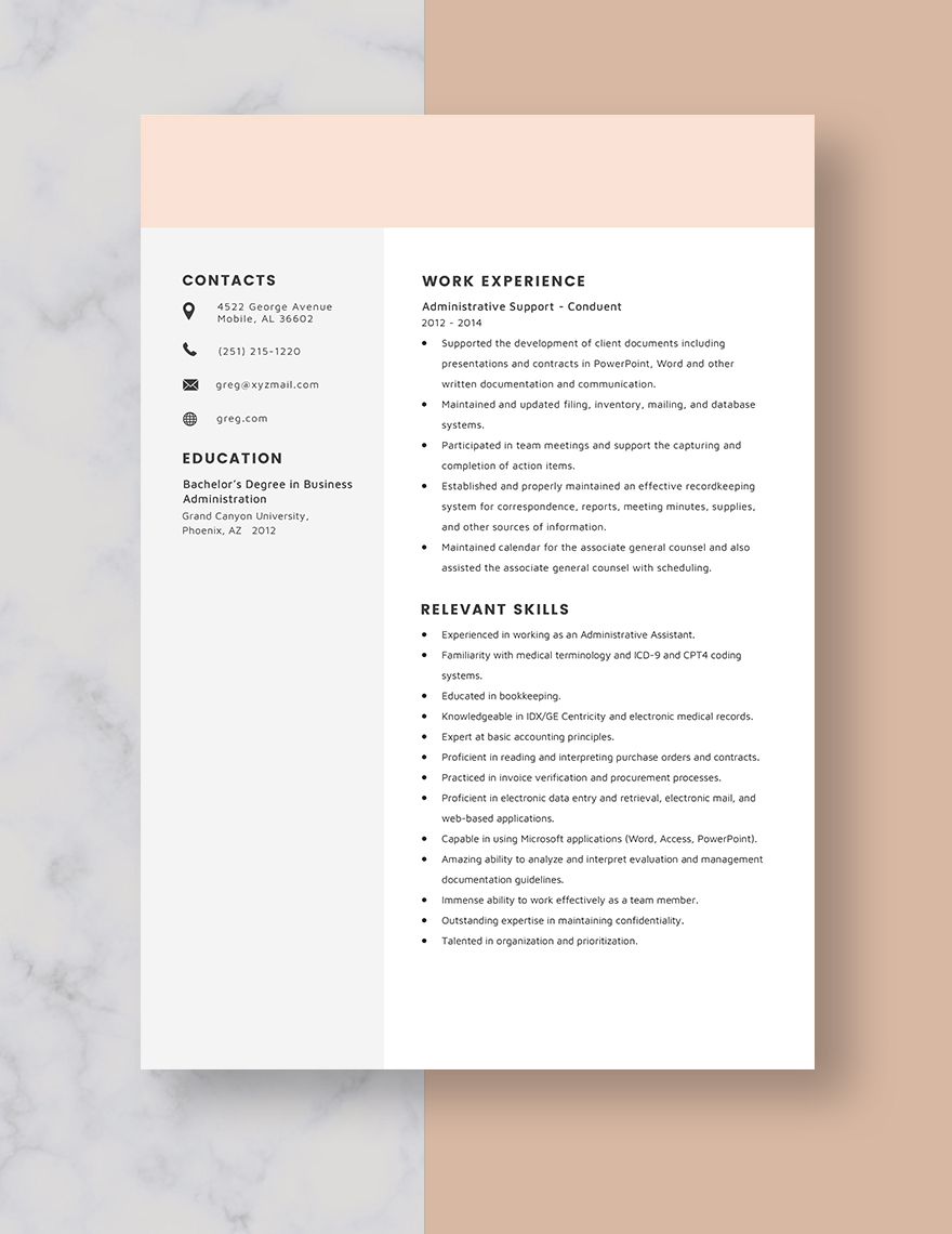 Administrative Support Resume