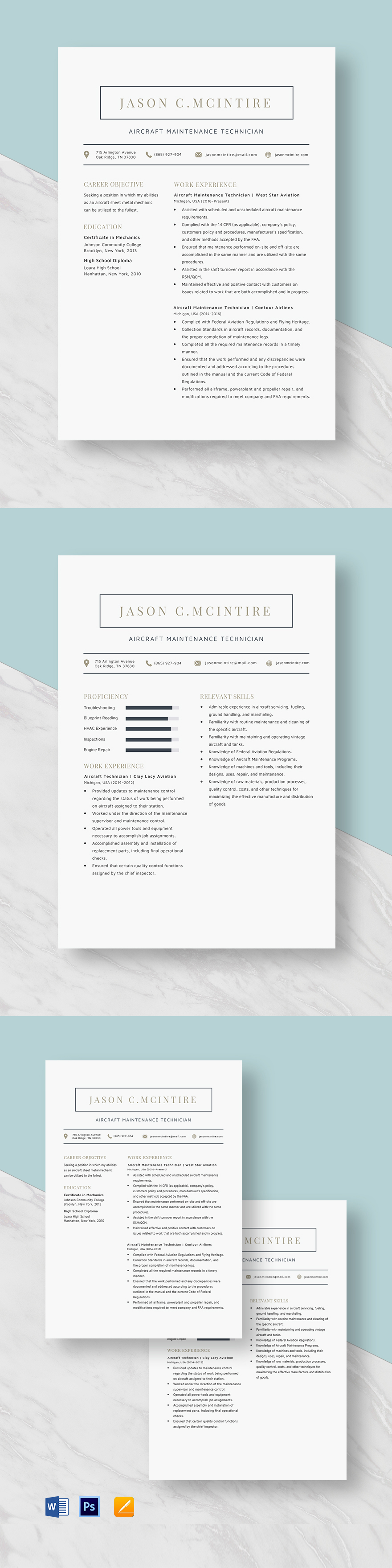 Electronic Technician Resume Template - Aircraft Maintainence Technician Resume Template 1
