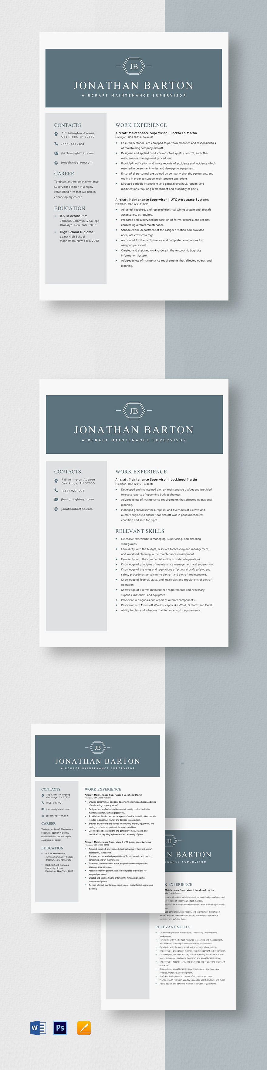 Supervisor Resume Template Word Apple Pages PSD Publisher