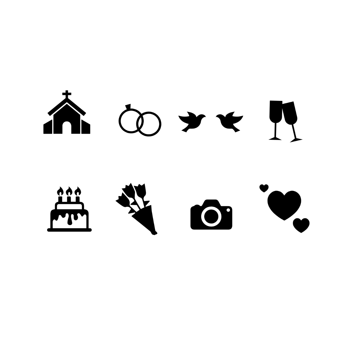 Wedding Icon Silhouette Template