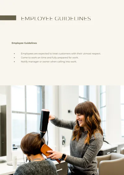 Free Hair Salon Employee Handbook Template to Edit Online