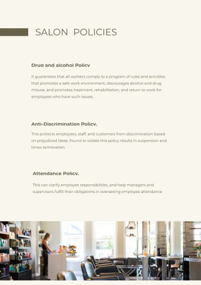 Free Hair Salon Employee Handbook Template to Edit Online
