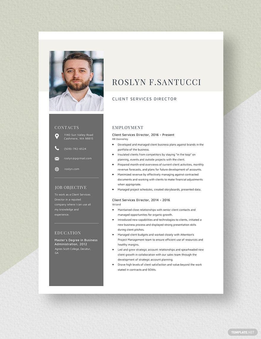 Client Services Director Resume In Pages Word Download Template