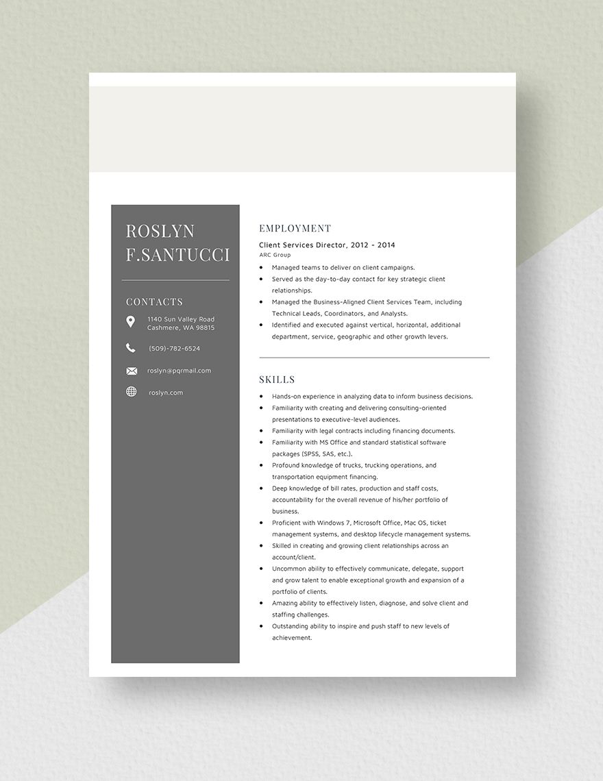 Client Services Director Resume