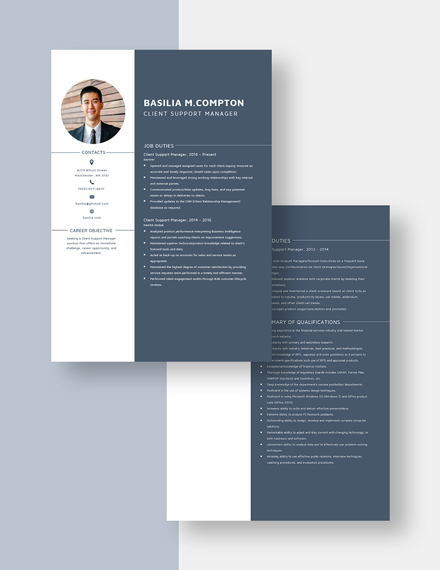 Client Support Manager Resume Download