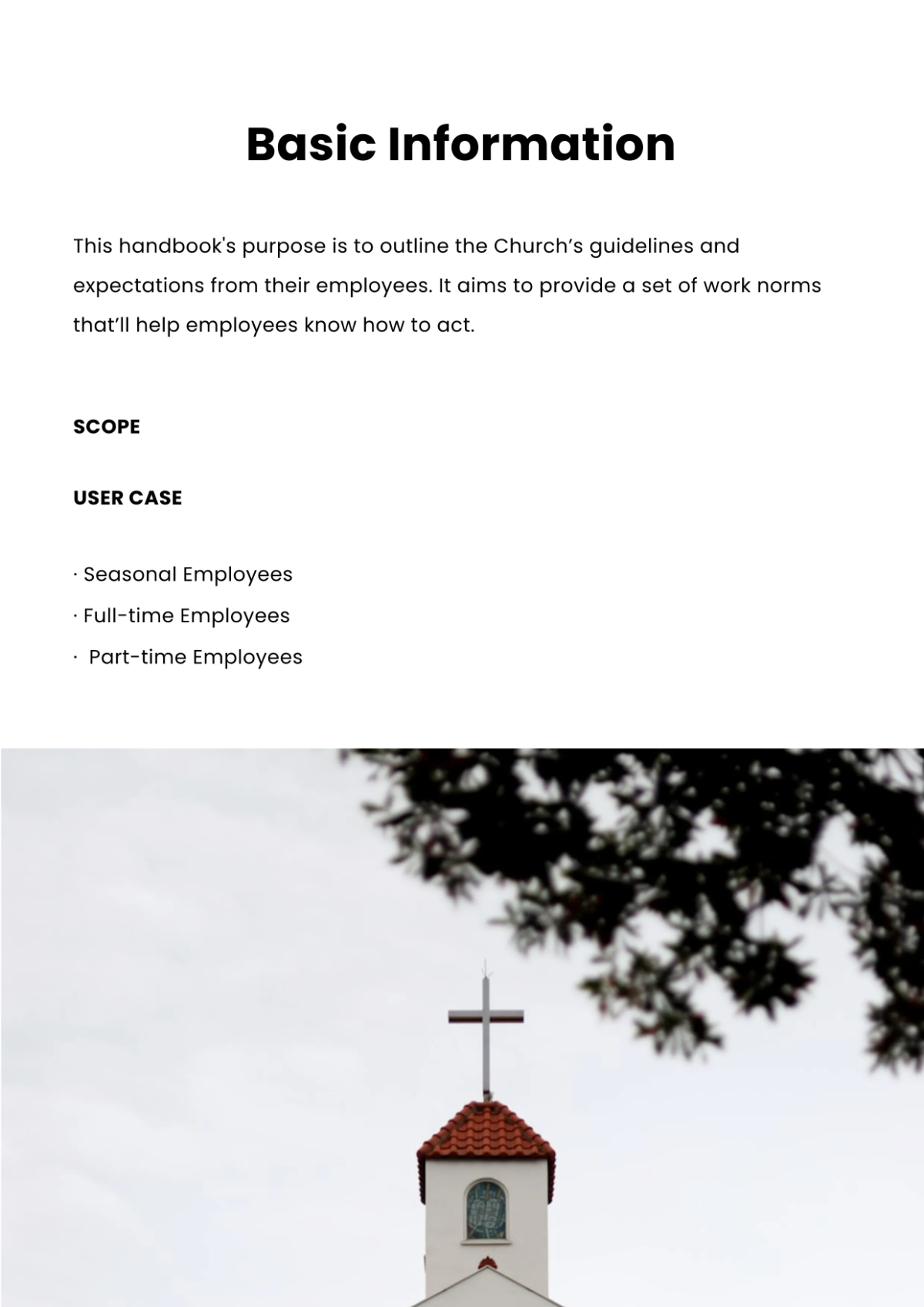 Free Church Employee Handbook Template to Edit Online