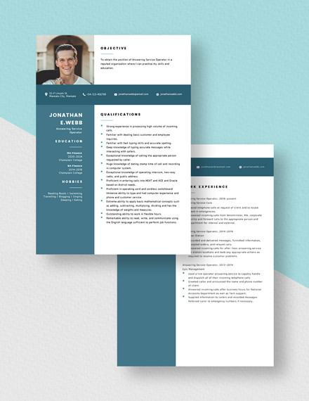 Answering Service Operator Resume Download