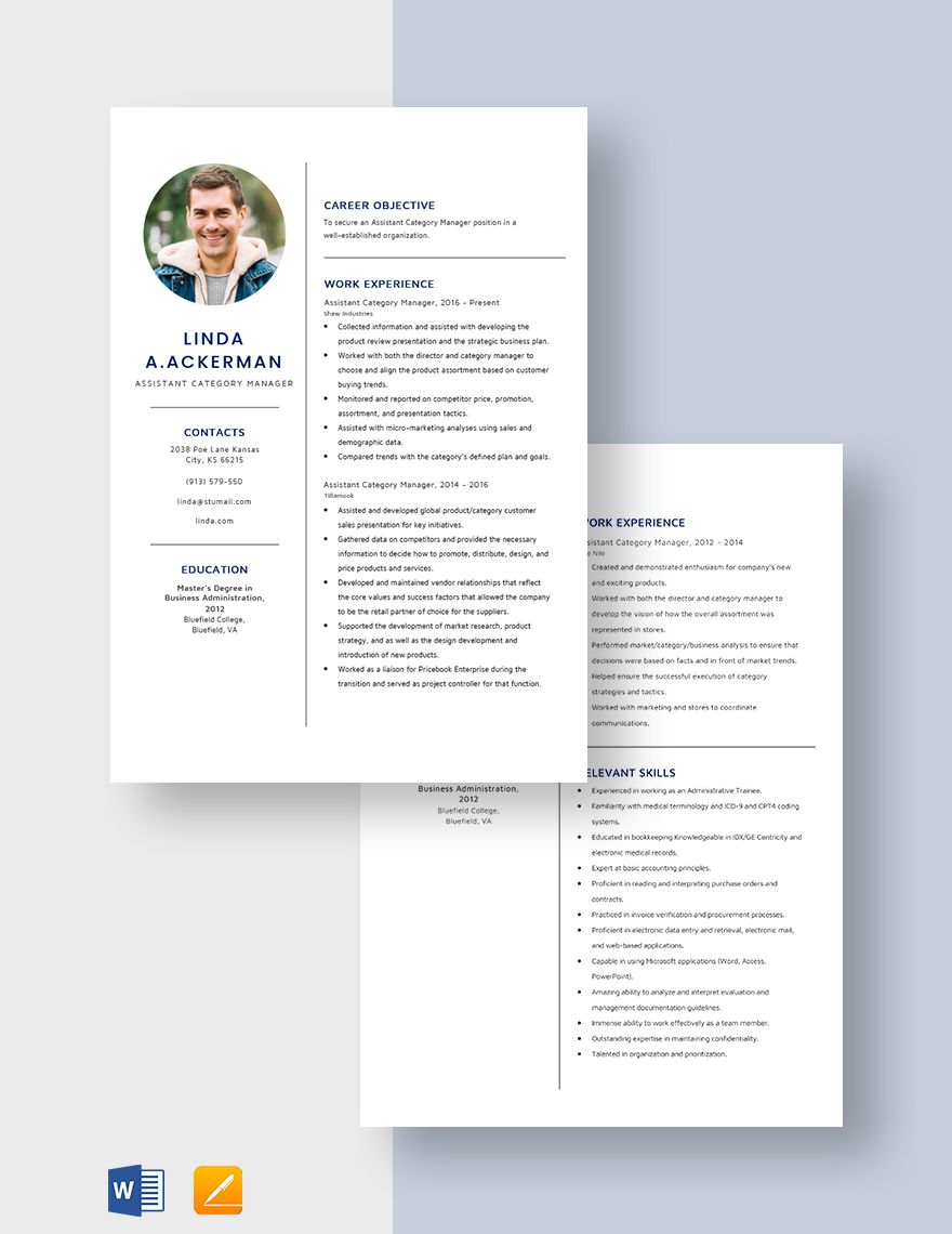 Assistant Category Manager Resume