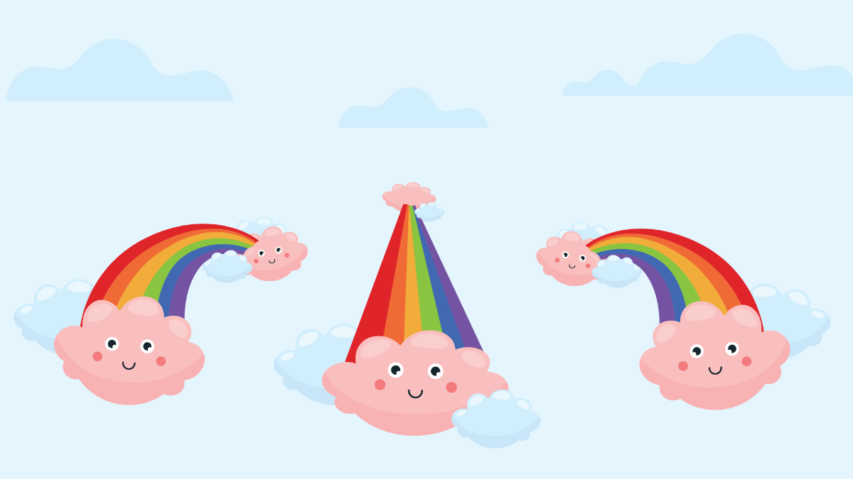 Small Cartoon Rainbow Background Template
