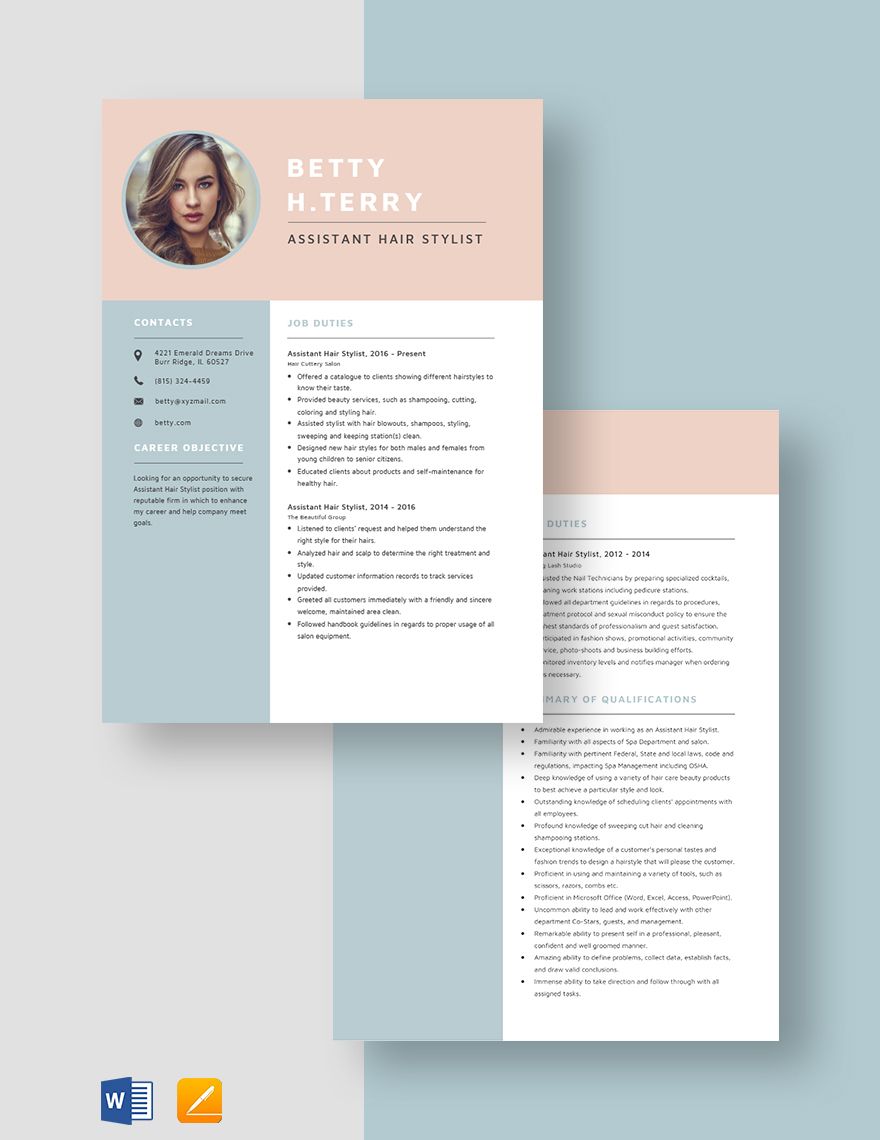 Assistant Hair Stylist Resume