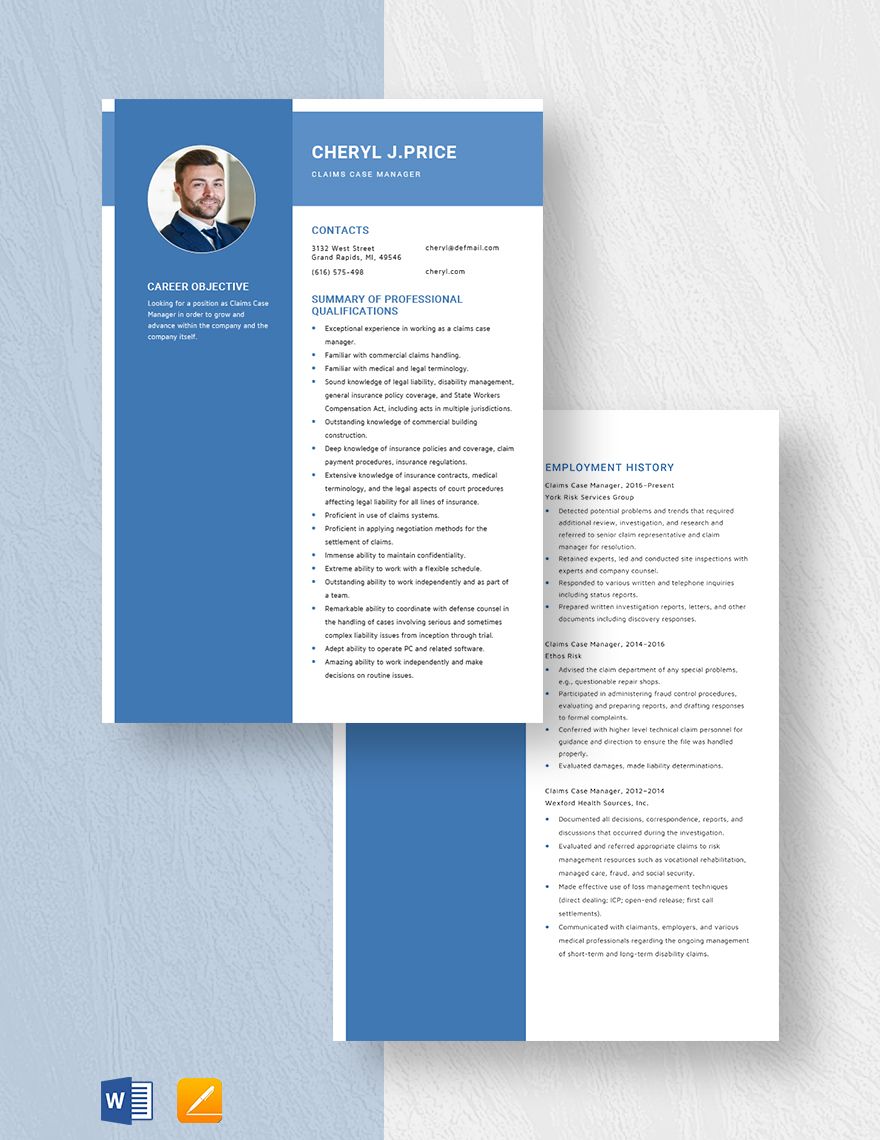 Claims Case Manager Resume