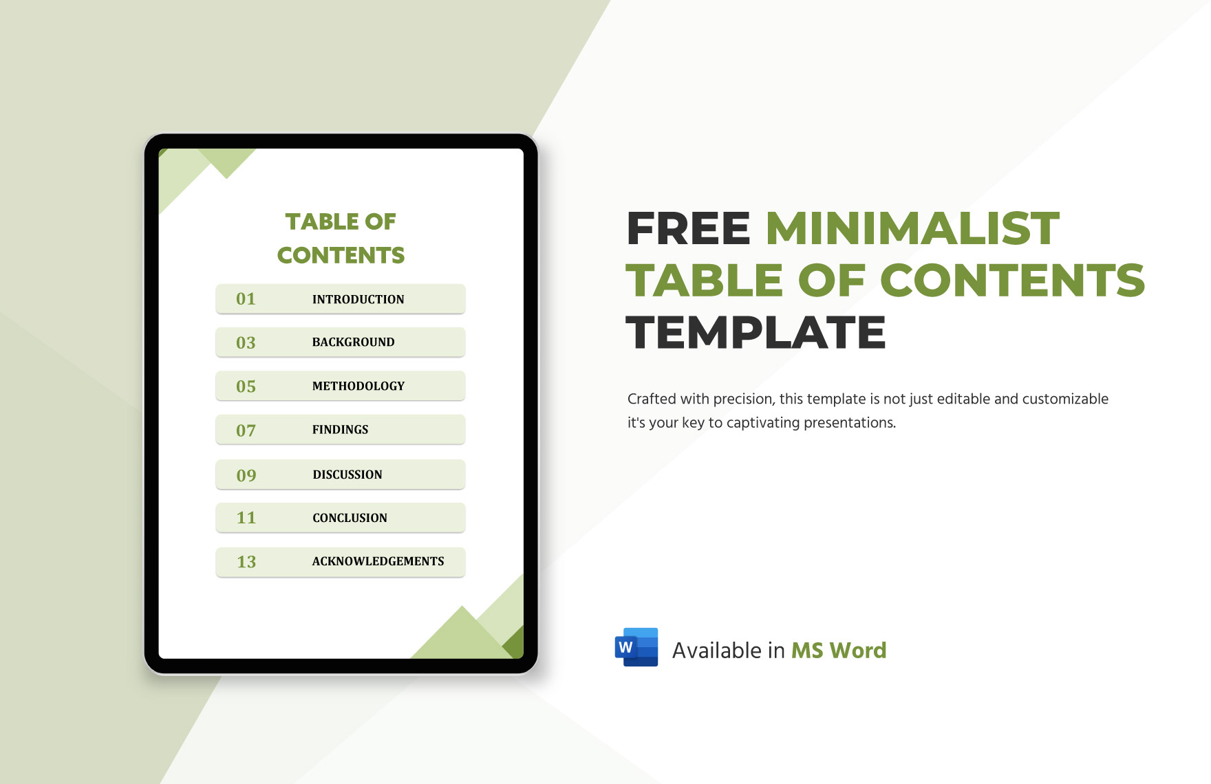 Minimalist Table of Contents Template