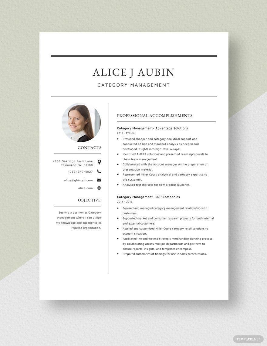 Category Management Resume