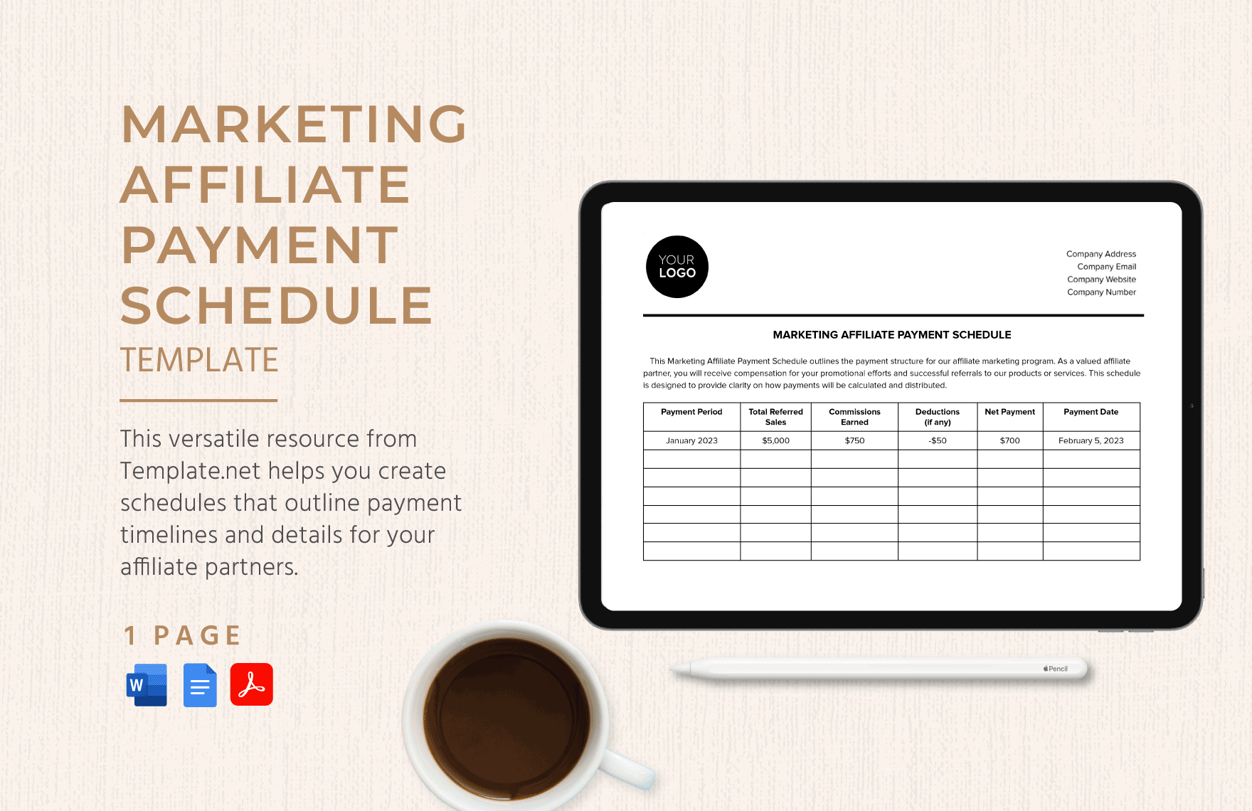 Marketing Affiliate Payment Schedule Template