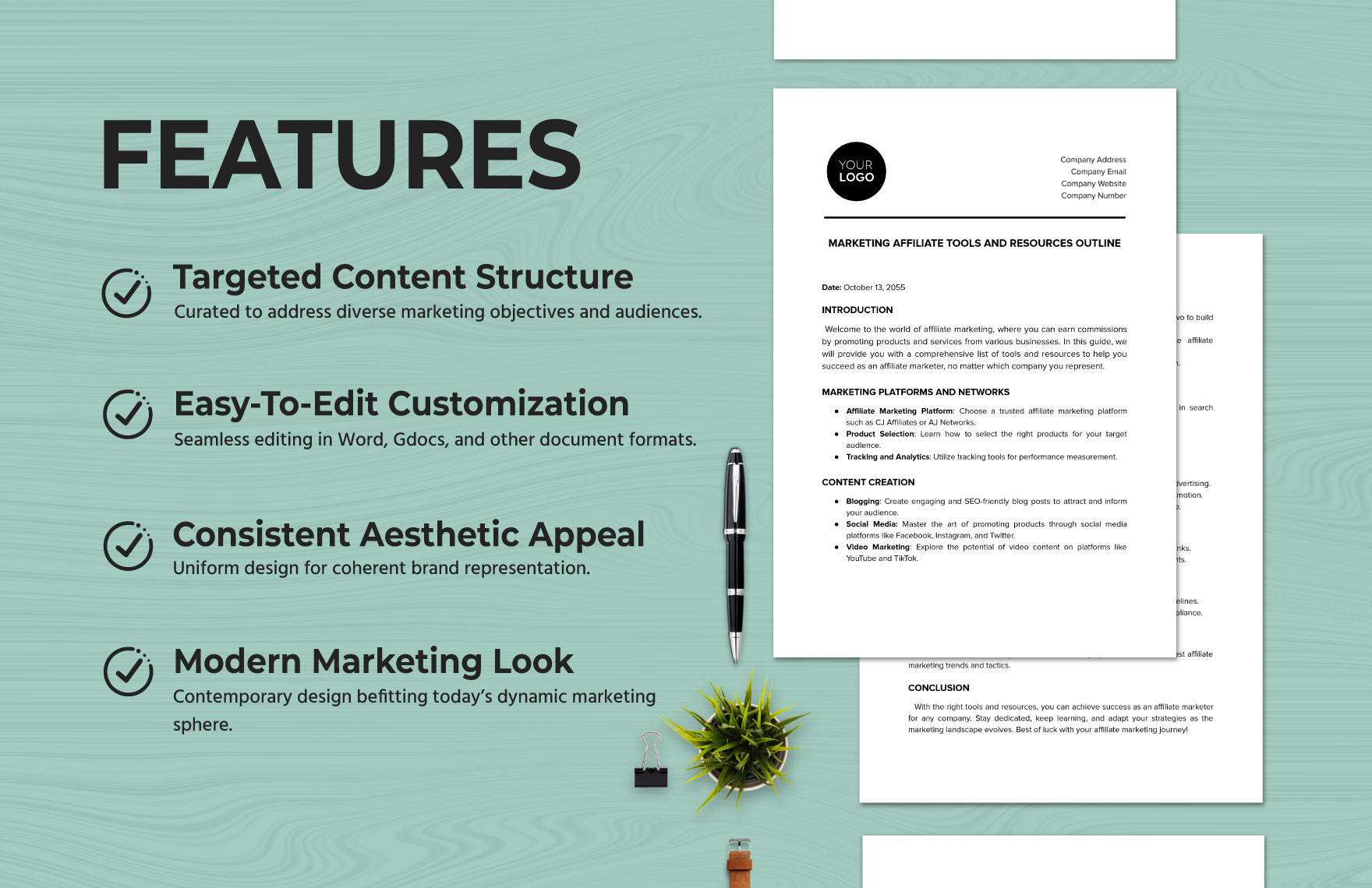 Marketing Affiliate Tools and Resources Outline Template