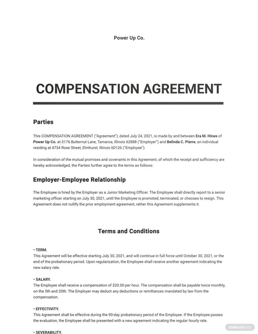 Employee Equity Compensation Agreement Template Google Docs, Word
