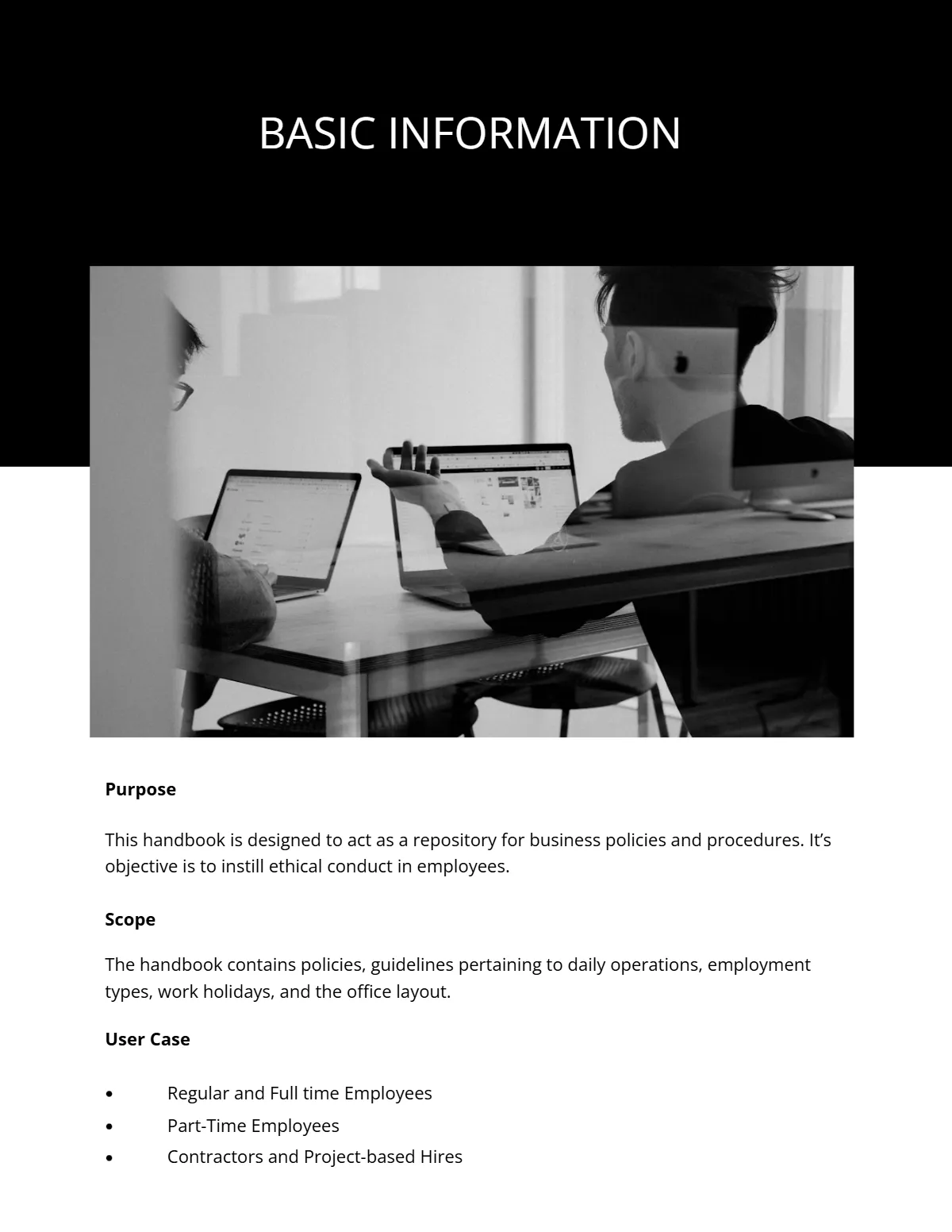 Free Simple Employee Handbook Template to Edit Online