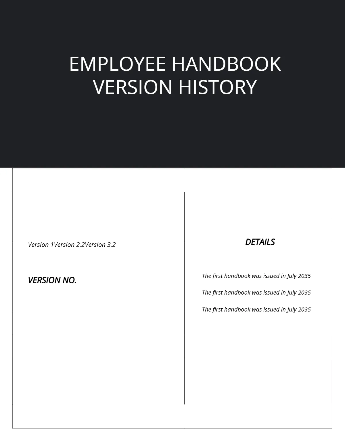 Free Simple Employee Handbook Template to Edit Online