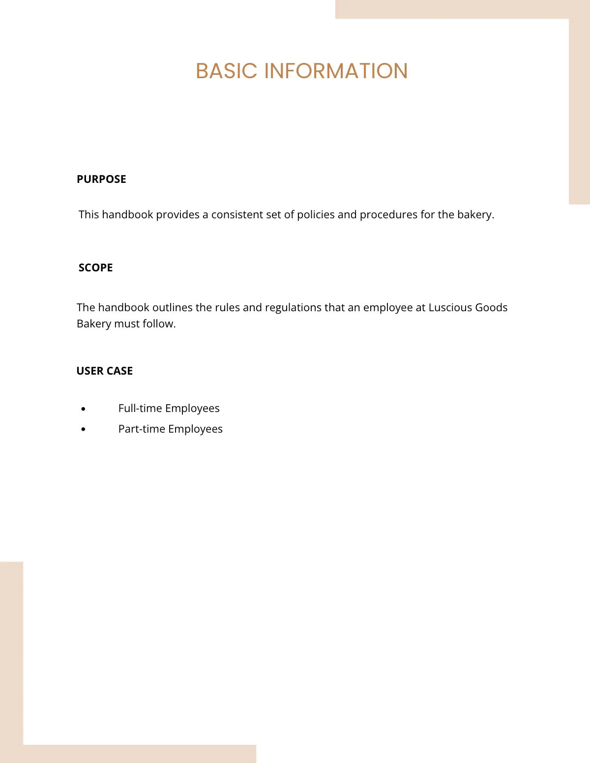 Free Bakery Employee Handbook Template to Edit Online