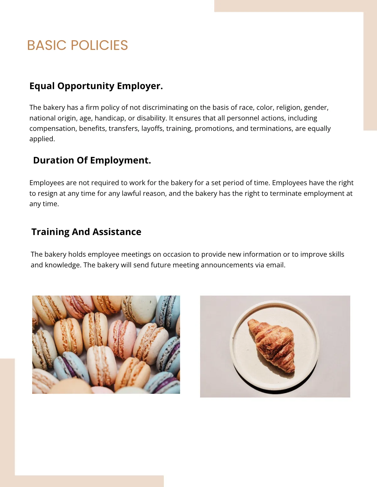 Free Bakery Employee Handbook Template to Edit Online