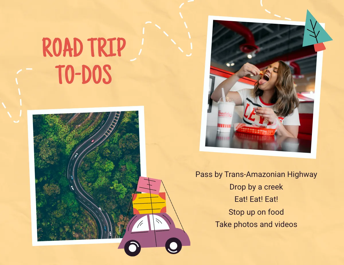 Free Roadtrip Scrapbook Template to Edit Online