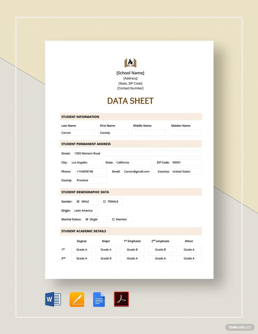 Data Sheet Template