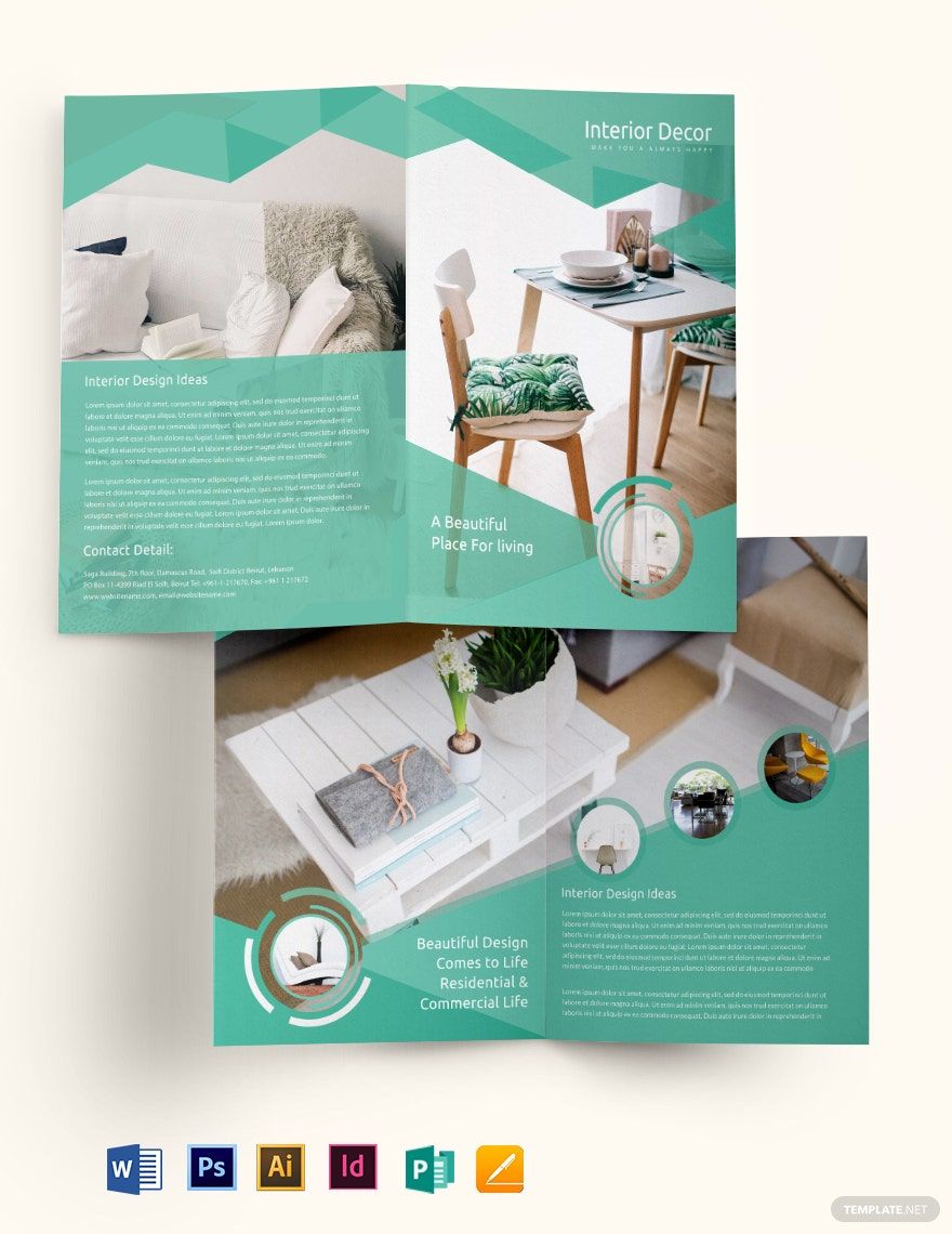 Interior Decor Bi-Fold Brochure Template