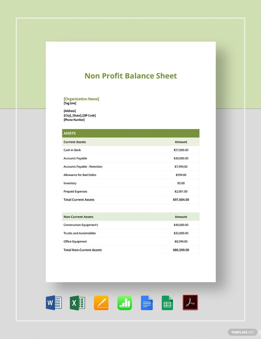 Non Profit Balance Sheet Template Download in Word, Google Docs