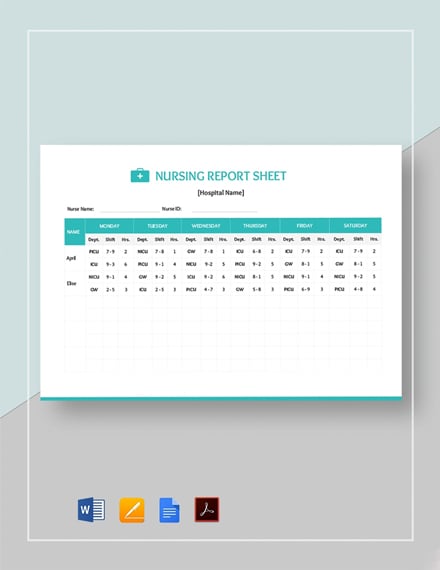 Nursing Report Sheet 