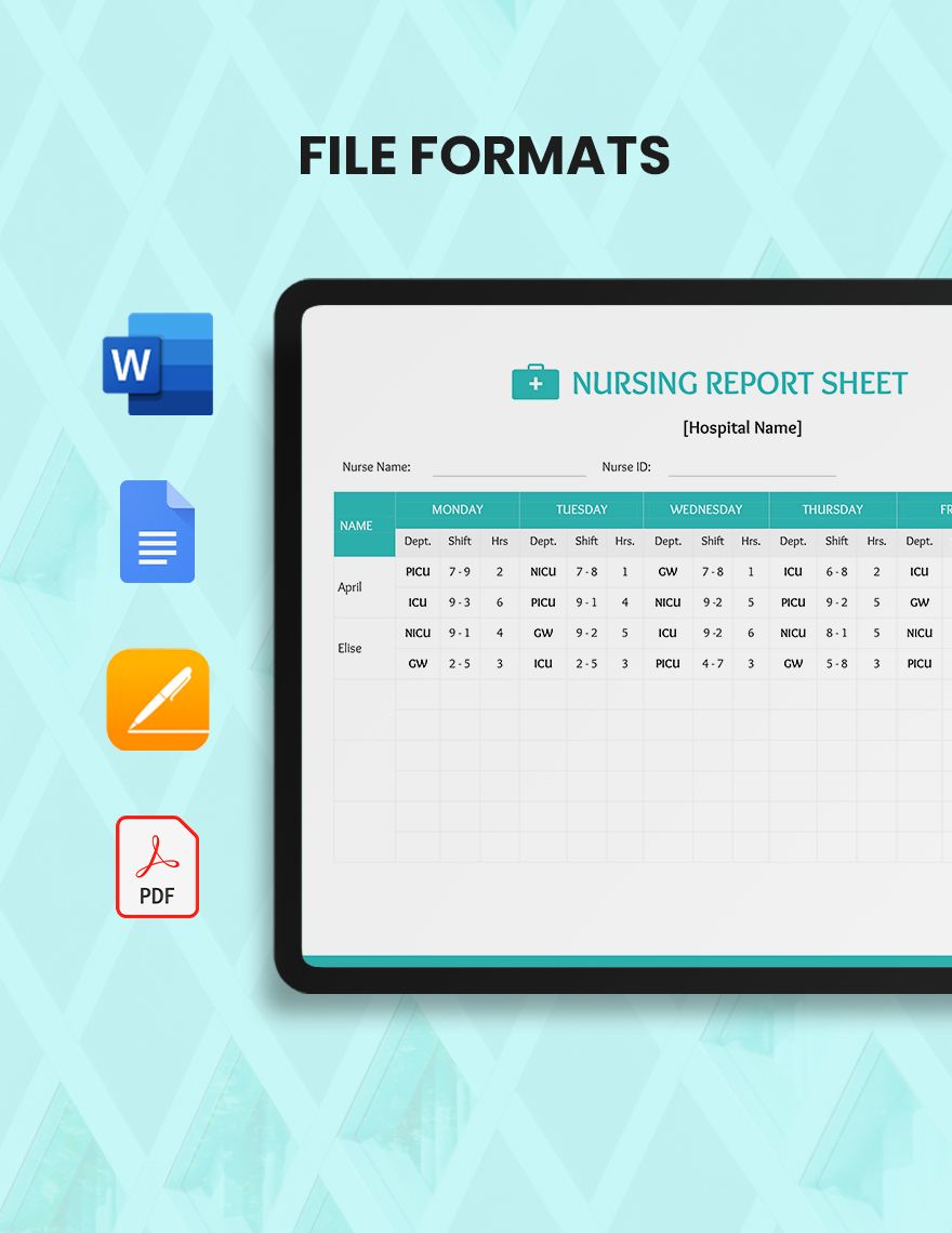 Nursing Report Sheet Template