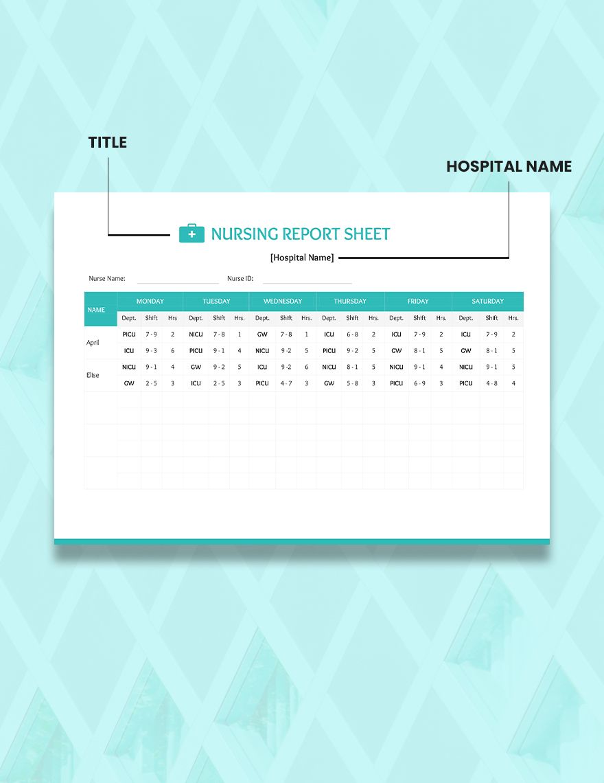Nursing Report Sheet Template