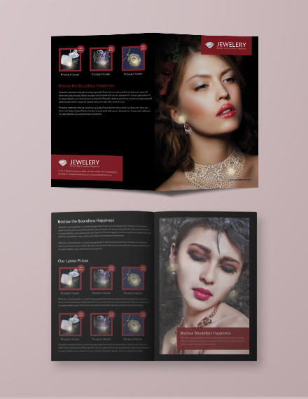 free designed jewelry bi fold brochure templat