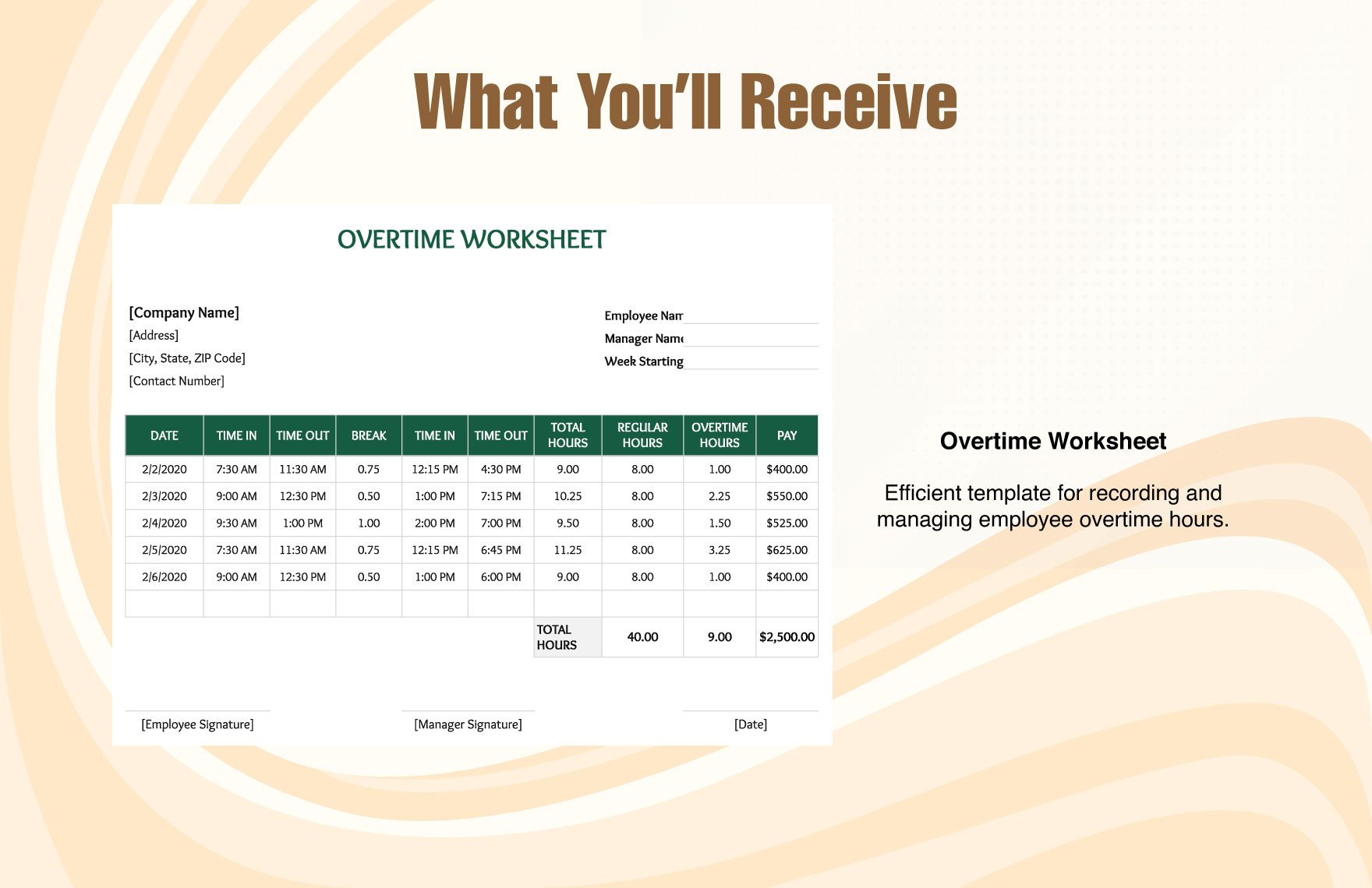 Overtime Worksheet Template