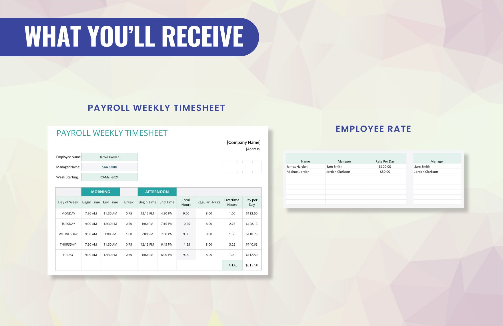 Payroll Weekly Timesheet Template