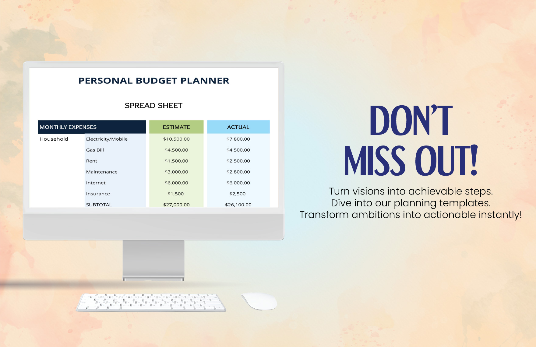 Personal Budget Planner Spreadsheet Template