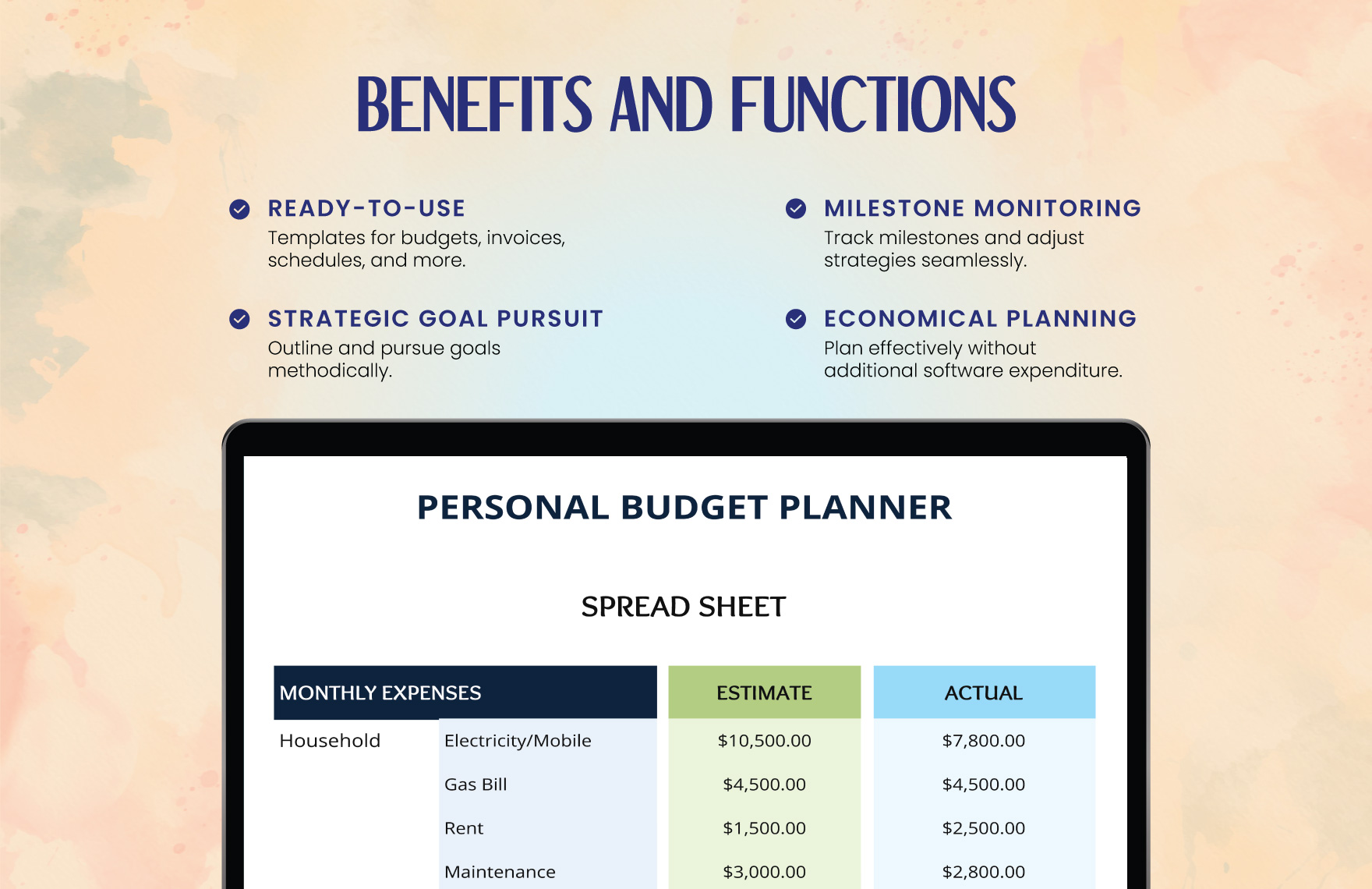 Personal Budget Planner Spreadsheet Template