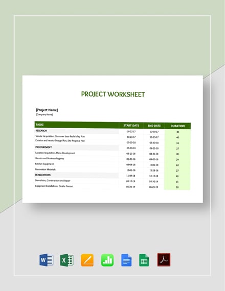 Project Worksheet