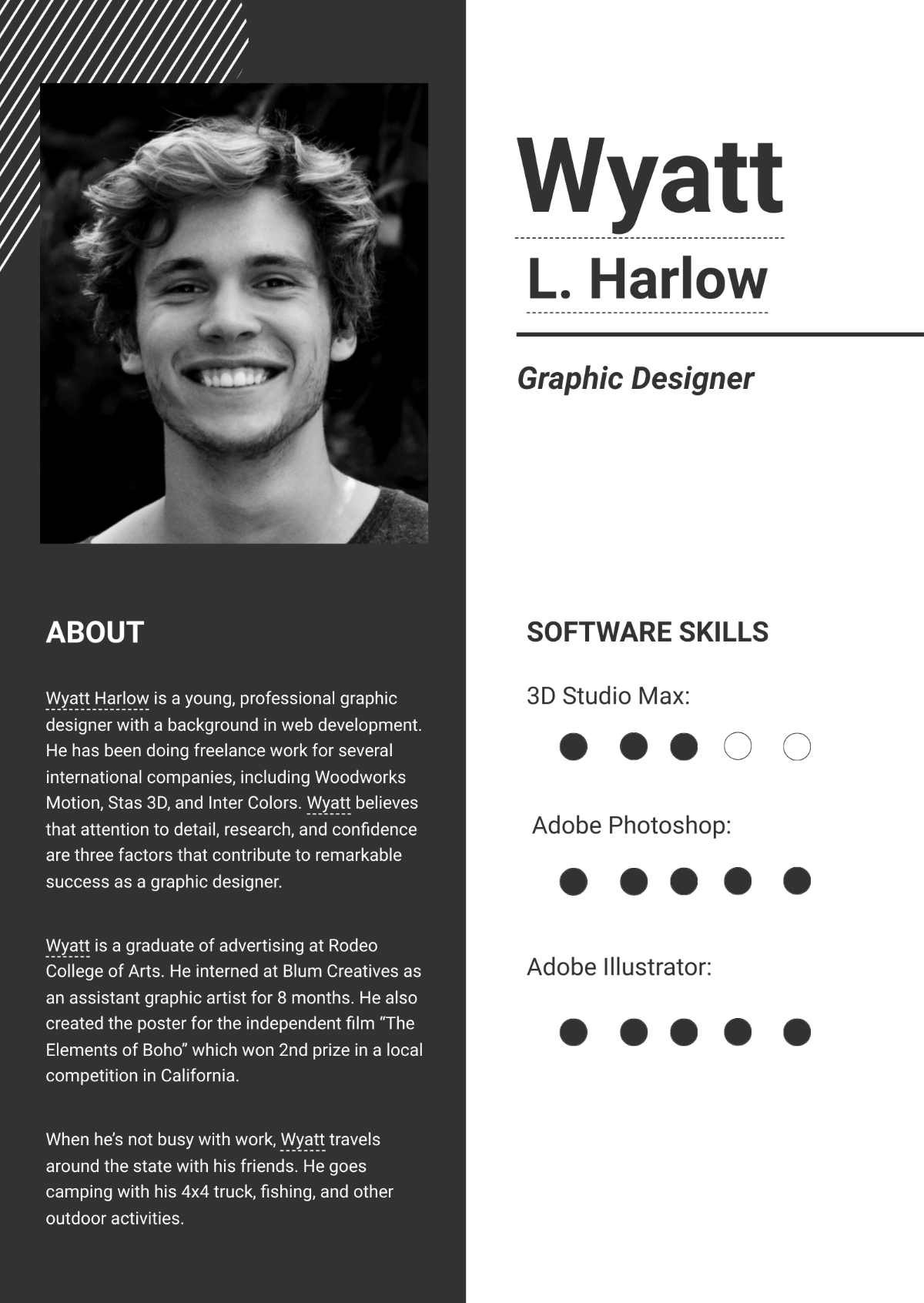 Professional Bio For Graphic/Web Designer Template