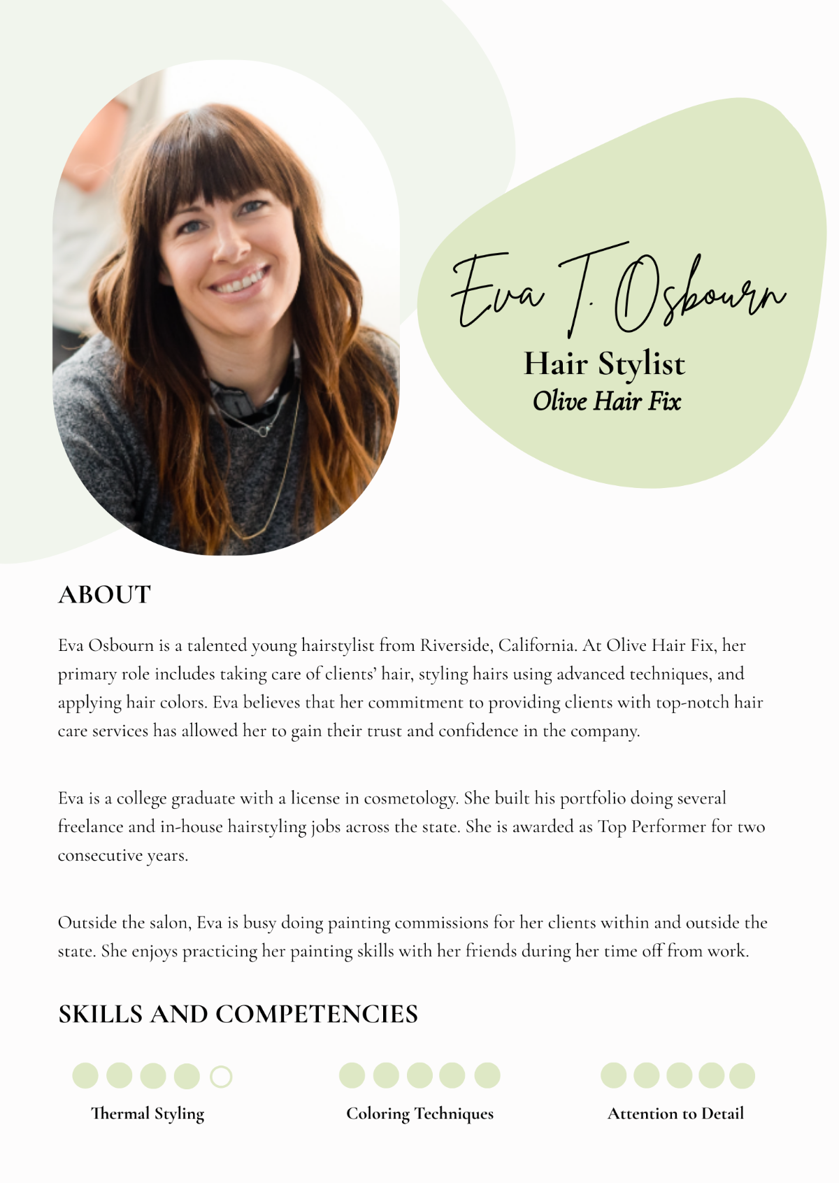 Free Professional Bio For Hair Stylist Template