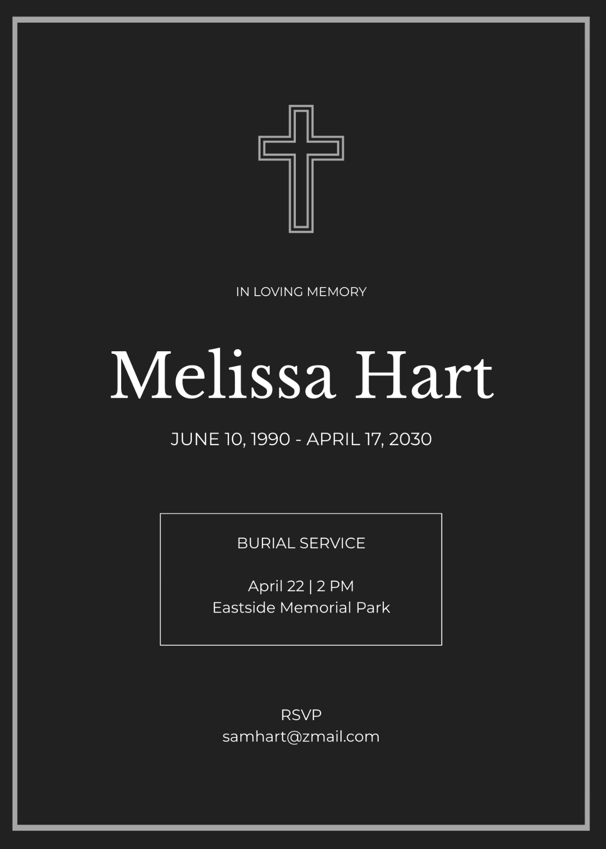 Simple Funeral Burial Invitation Template