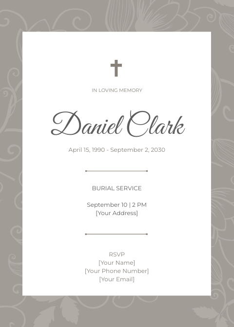 FREE Funeral Burial Invitation Templates & Examples Edit Online