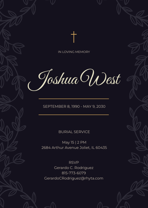FREE Funeral Burial Invitation Templates & Examples Edit Online