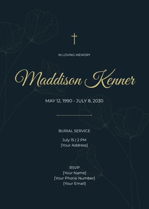 Funeral Burial Invitation Card
