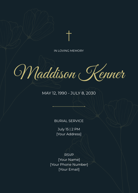 FREE Funeral Burial Invitation Templates & Examples - Edit Online ...